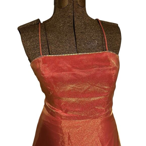 Roberta Y2K Pink Glitter Prom Gown 9/10 Rhinestone Trim Shimmer Overlay Tulle - Picture 2 of 14